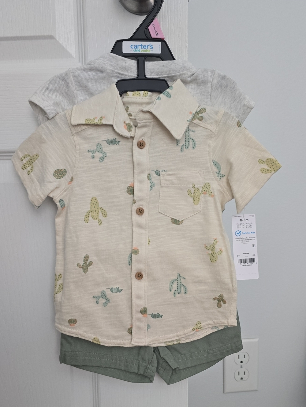 Carter's Beige Cactus-Print Button-Front Shirt